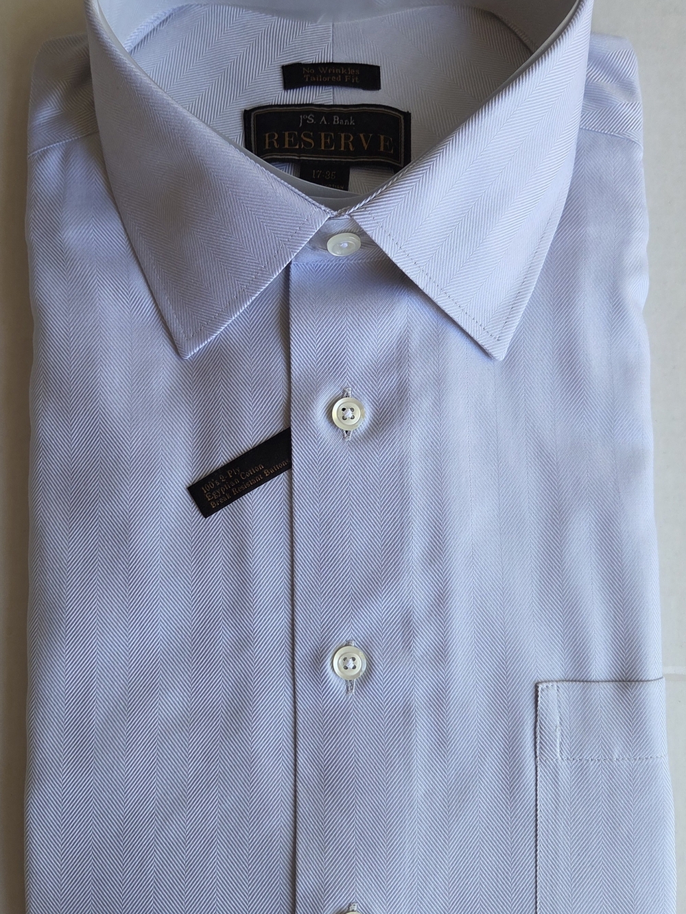Jos. A. Bank Reserve Men's Light Blue Herringbone Dress Shirt